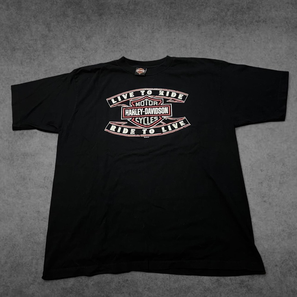 Vintage Harley Davidson Milwaukee WI Graphic Shirt Mens 2XL Black Y2K Logo